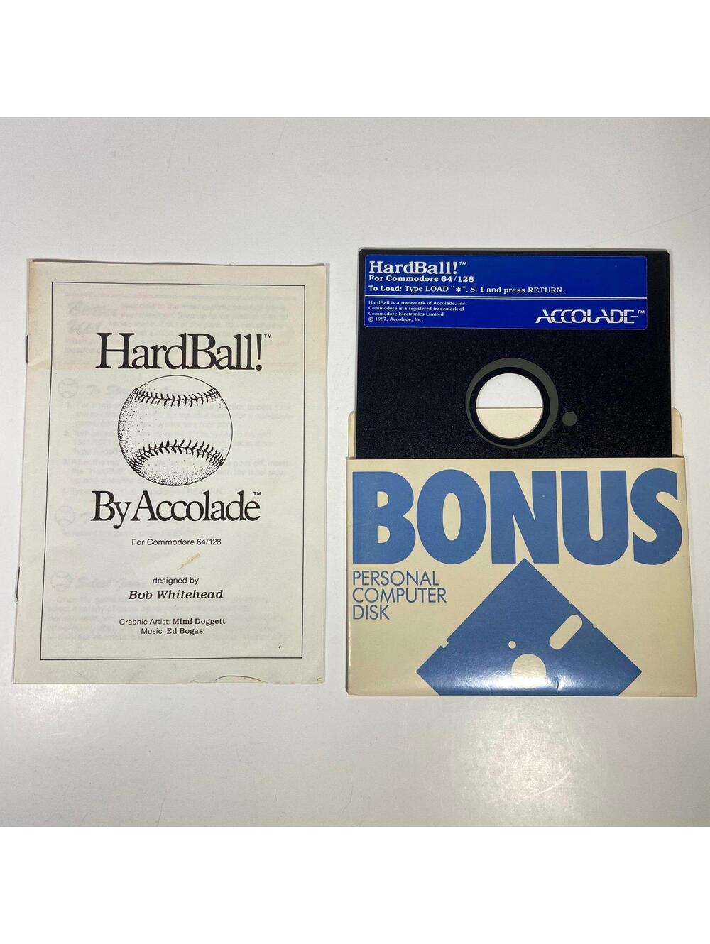 1987 Accolade Commodore 64/128 Hardball Baseball Game - UNTESTED